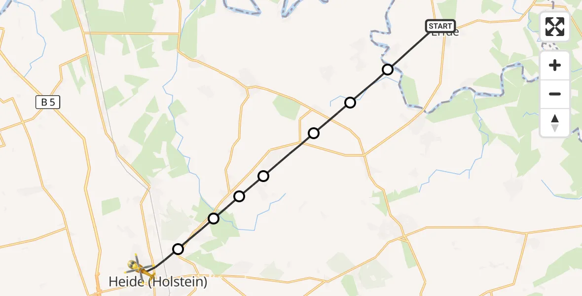 Flugroute Ambulanzhubschrauber Erfde - Heide, 21 September 2026, 12:17