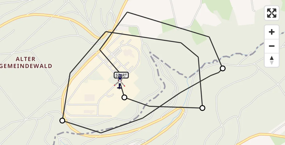 Flugroute Polizeihubschrauber Mosbach - Mosbach, 21 September 2026, 12:17
