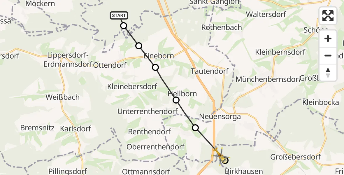 Flugroute Rettungshubschrauber Mörsdorf - Geroda, 21 September 2026, 12:27