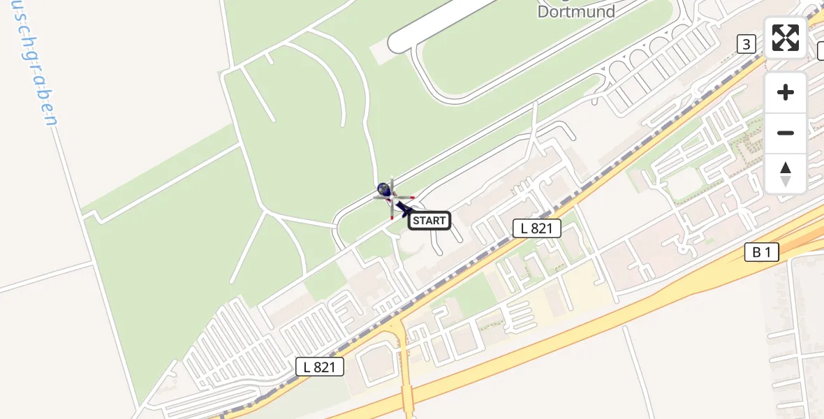 Flugroute Polizeihubschrauber Dortmund Flughafen - Dortmund Flughafen, 21 September 2026, 12:38