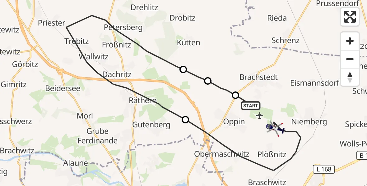 Flugroute Polizeihubschrauber Landsberg - Landsberg, 21 September 2026, 13:01