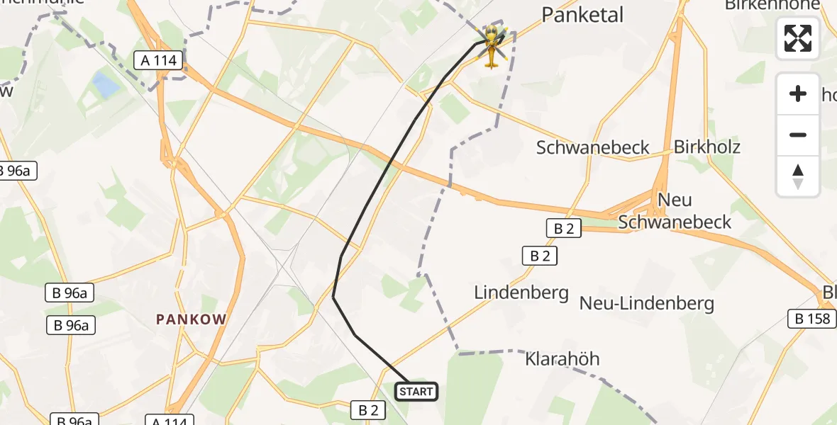 Flugroute Rettungshubschrauber Berlin - Berlin, 21 September 2026, 13:57