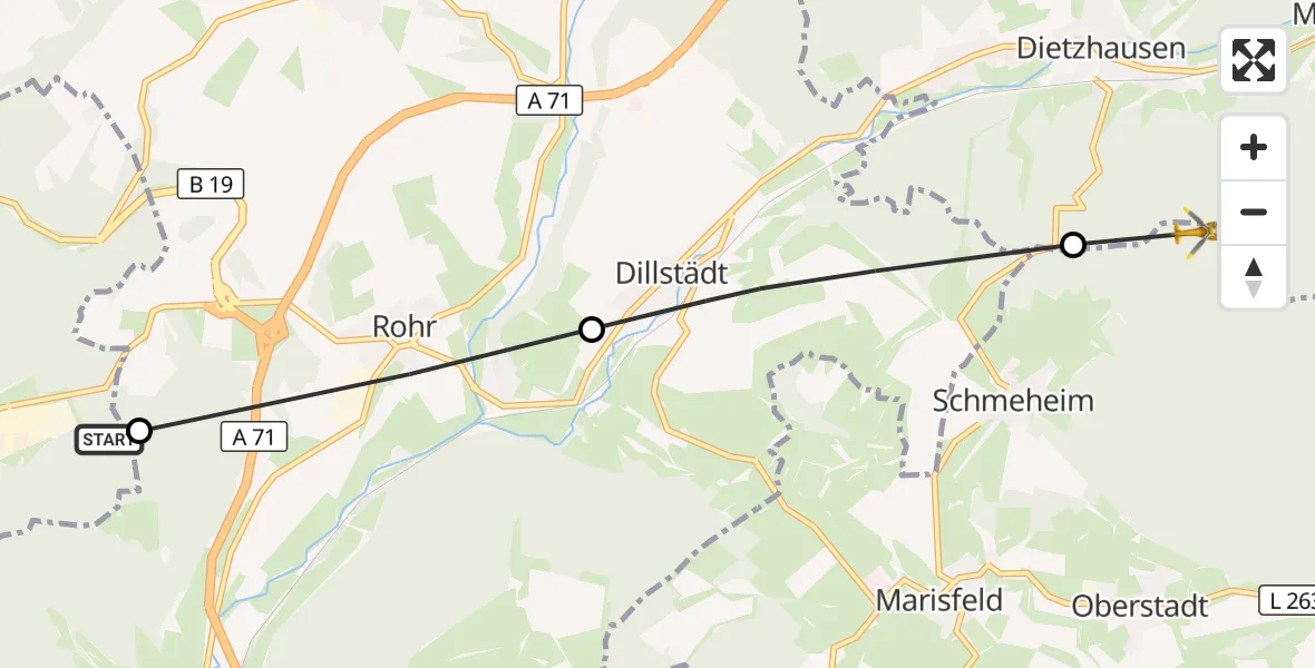 Flugroute Rettungshubschrauber Meiningen - Schmeheim, 21 September 2026, 14:55