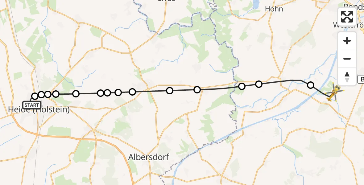 Flugroute Ambulanzhubschrauber Heide - Hörsten, 21 September 2026, 15:03
