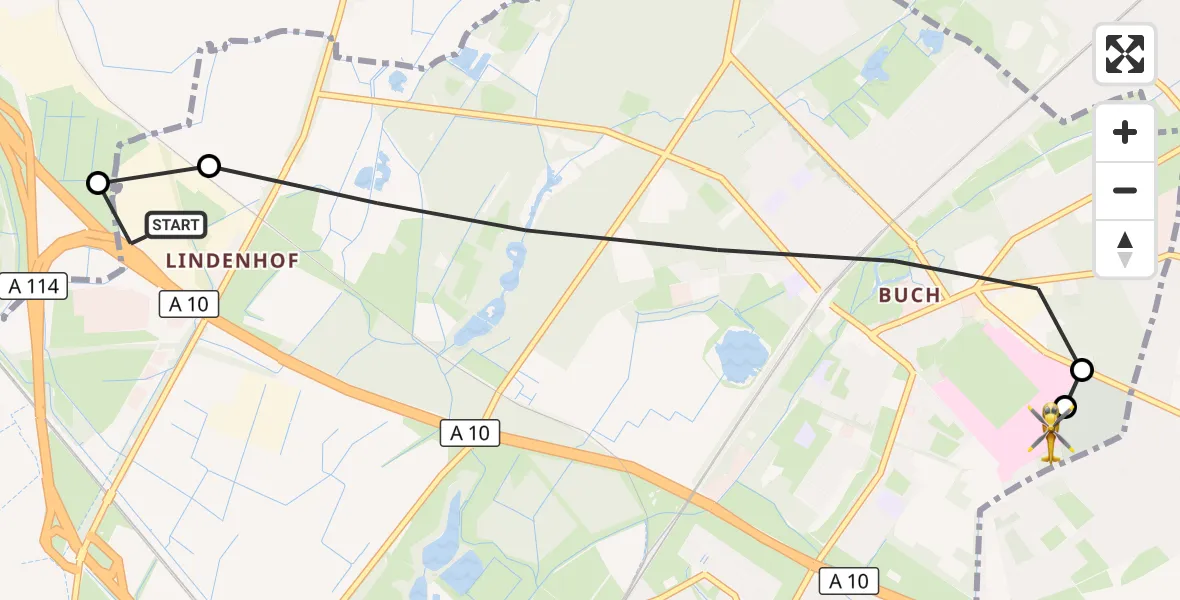 Flugroute Rettungshubschrauber Berlin - Helios Clinic Berlin-Buch, 21 September 2026, 15:25