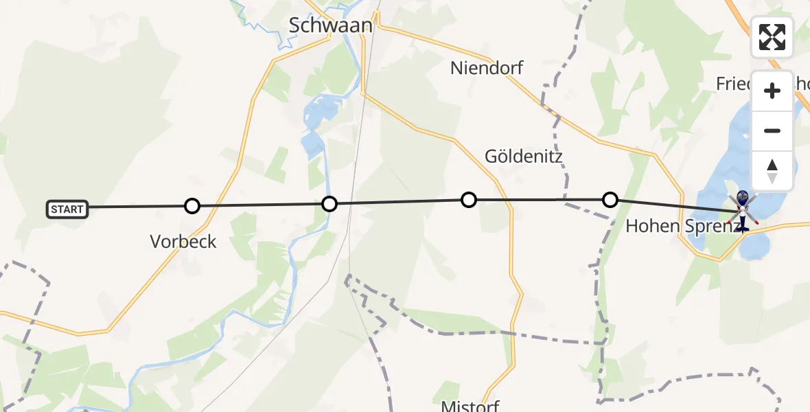 Flugroute Polizeihubschrauber Schwaan - Hohen Sprenz, 21 September 2026, 15:26