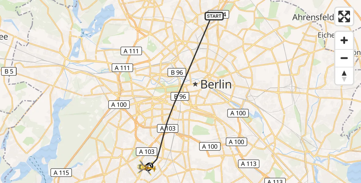 Flugroute Rettungshubschrauber Berlin - Charité Clinic Benjamin Franklin Campus, 21 September 2026, 15:57