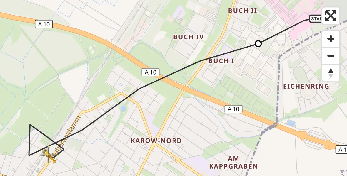Flugroute Rettungshubschrauber Helios Clinic Berlin-Buch - Berlin, 21 September 2026, 15:57