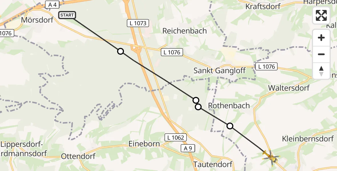 Flugroute Rettungshubschrauber Mörsdorf - Münchenbernsdorf, 21 September 2026, 16:15