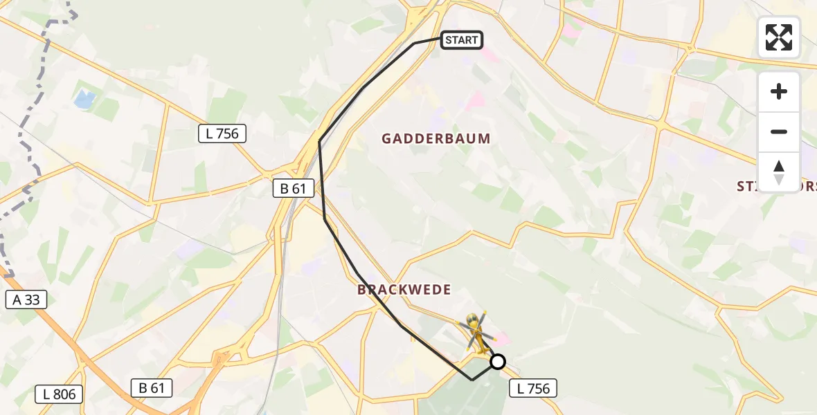Flugroute Rettungshubschrauber Bielefeld - Luftrettungszentrum Bielefeld, 21 September 2026, 17:00