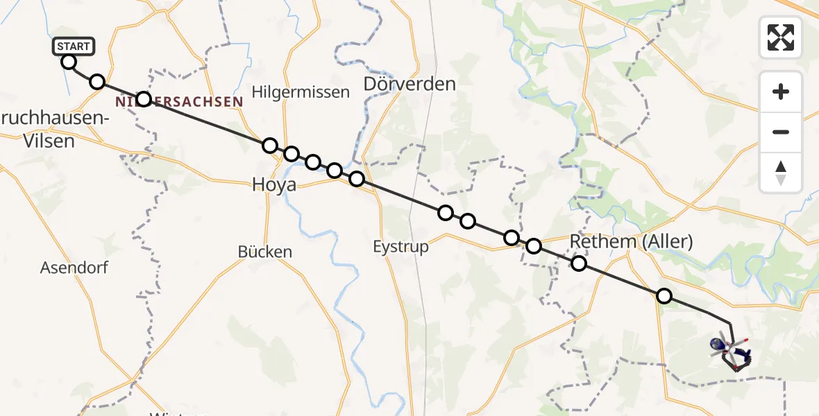 Flugroute Polizeihubschrauber Martfeld - Frankenfeld, 21 September 2026, 17:18