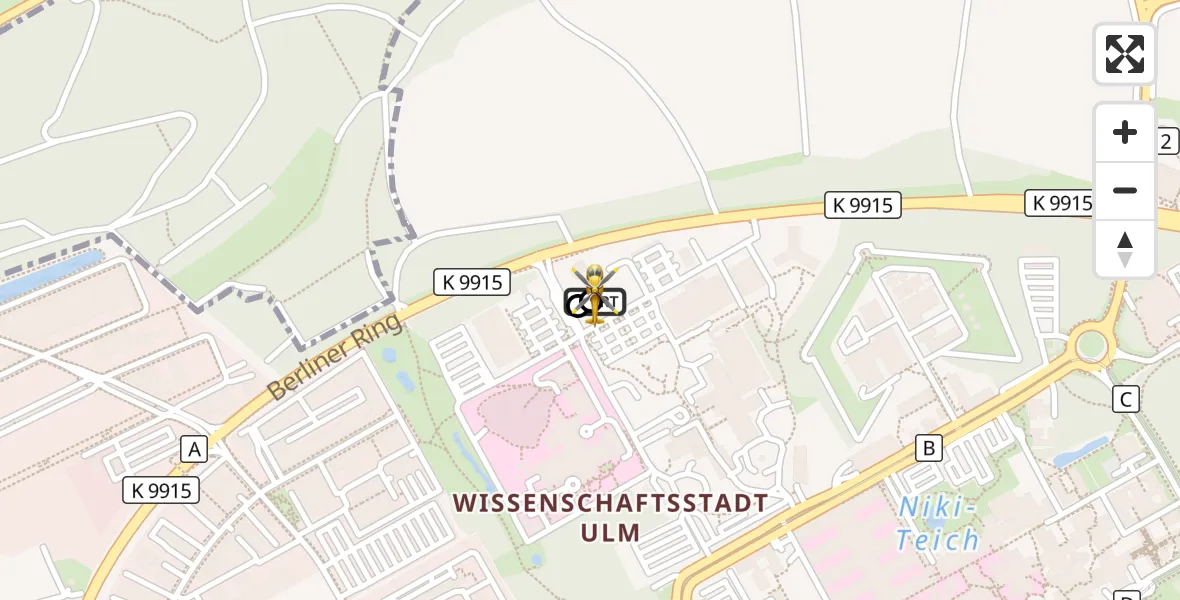 Flugroute Rettungshubschrauber Ulm Military Hospital Emergency - Ulm Military Hospital Emergency, 21 September 2026, 18:04