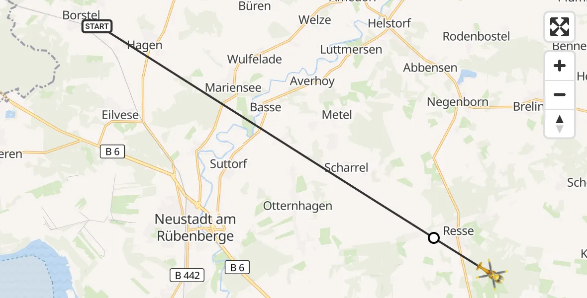 Flugroute Rettungshubschrauber Neustadt am Rübenberge - Langenhagen, 21 September 2026, 18:27