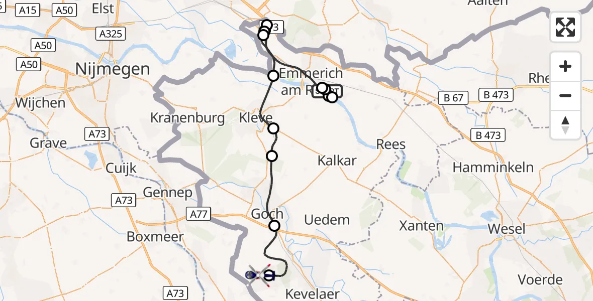 Flugroute Polizeihubschrauber Emmerich Flugplatz - Weeze Flughafen, 21 September 2026, 19:57
