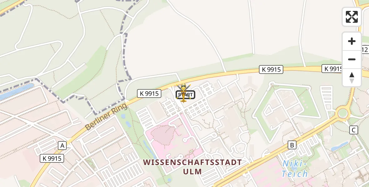 Flugroute Rettungshubschrauber Ulm Military Hospital Emergency - ADAC Air Rescue Station Ulm (Christoph 22), 21 September 2026, 20:03