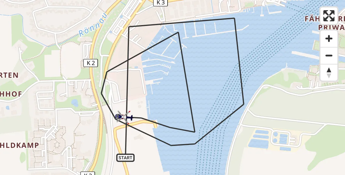 Flugroute Polizeihubschrauber Lübeck - Lübeck, 21 September 2026, 22:33