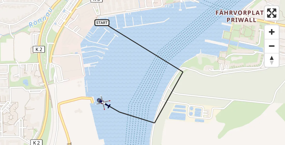 Flugroute Polizeihubschrauber Lübeck - Lübeck, 21 September 2026, 22:38