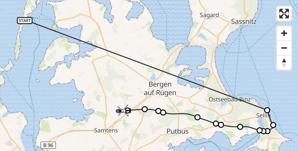 Flugroute Polizeihubschrauber Insel Hiddensee - Dreschvitz, 22 September 2026, 04:38