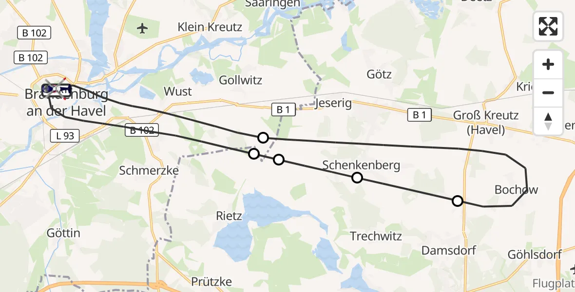 Flugroute Polizeihubschrauber Brandenburg an der Havel - Brandenburg an der Havel, 22 September 2026, 05:34