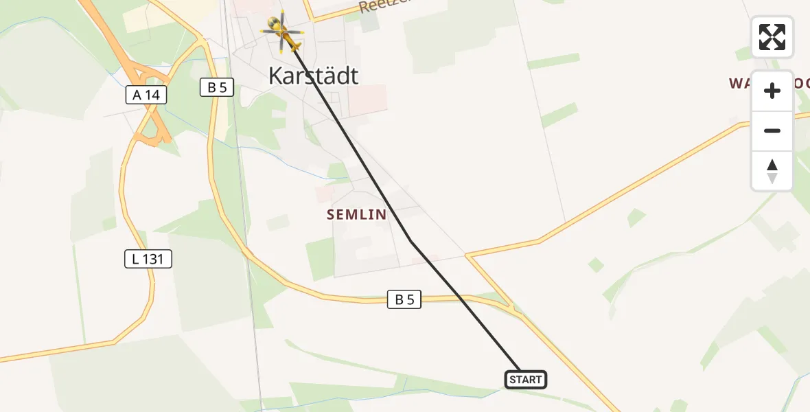 Flugroute Rettungshubschrauber Karstädt - Karstädt, 22 September 2026, 05:53