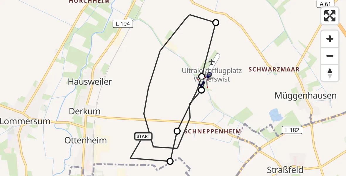Flugroute Polizeihubschrauber Weilerswist - Weilerswist UL, 22 September 2026, 07:38