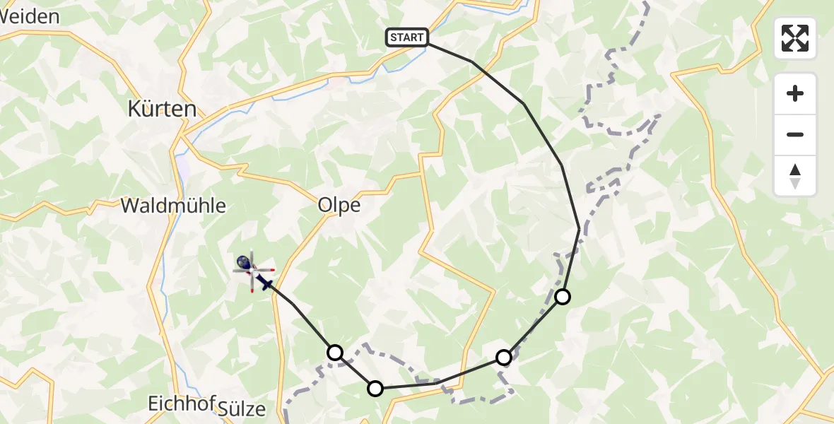 Flugroute Polizeihubschrauber Kürten - Kürten, 22 September 2026, 07:59