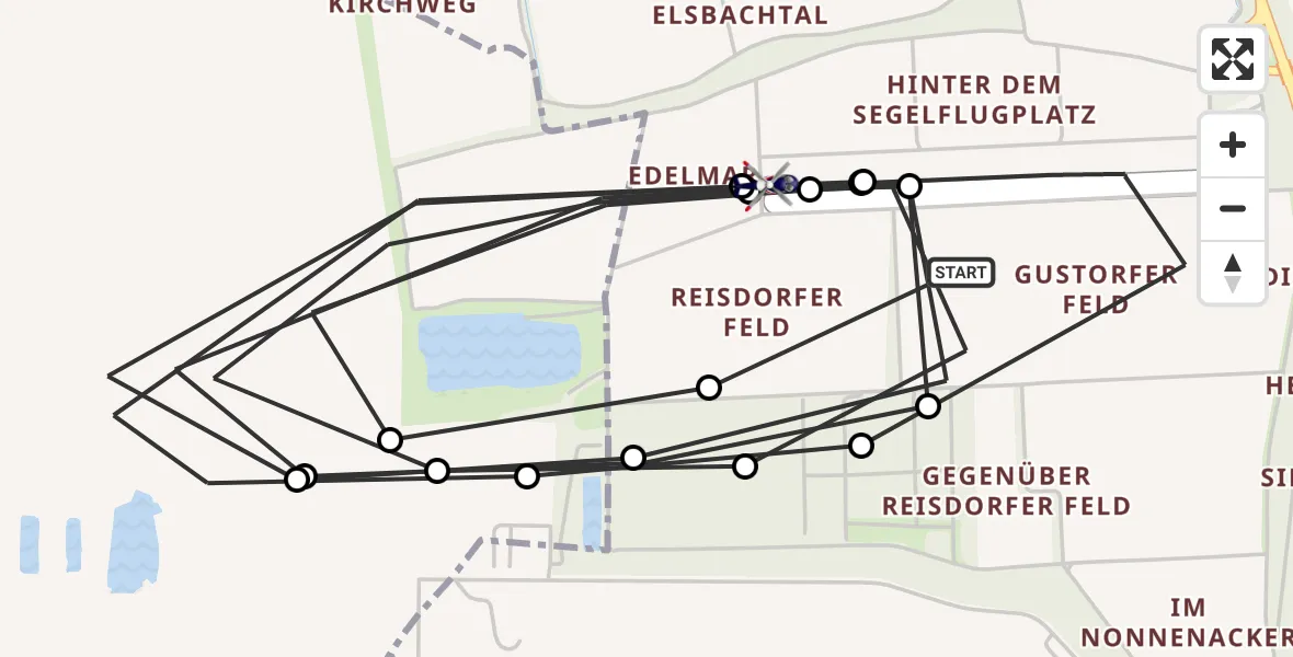 Flugroute Polizeihubschrauber Gustorfer Höhe Flugplatz - Grevenbroich, 22 September 2026, 08:29