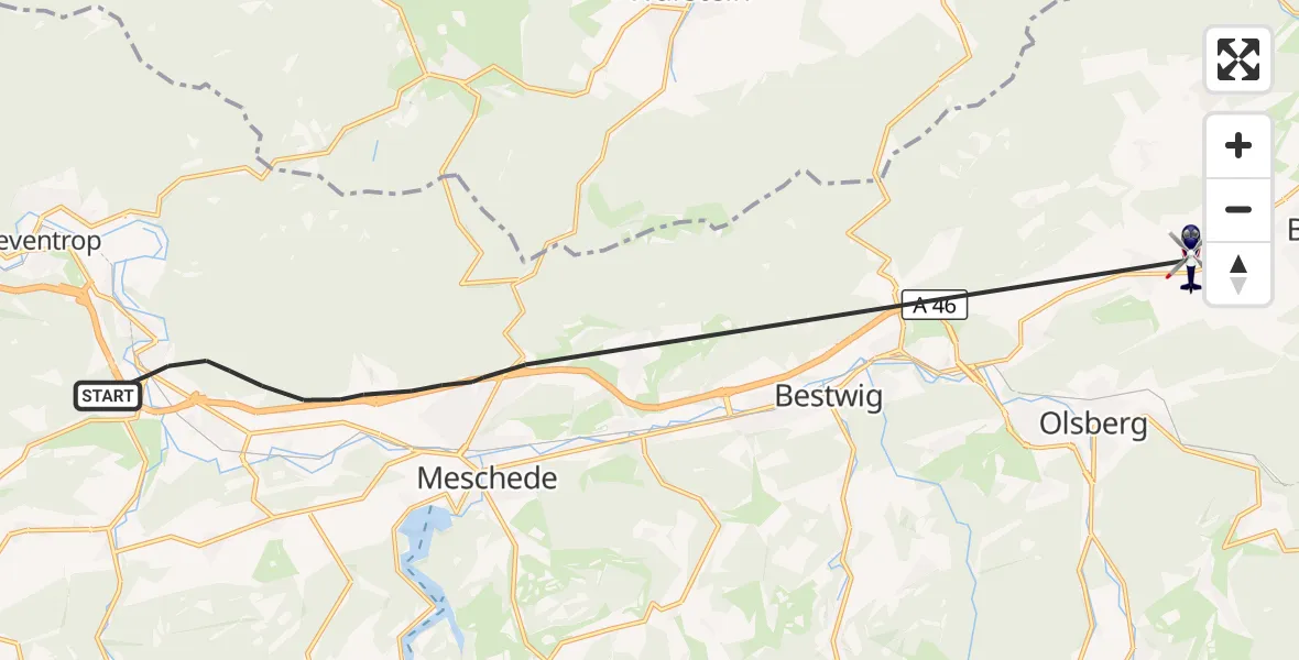 Flugroute Polizeihubschrauber Meschede - Brilon, 22 September 2026, 08:36