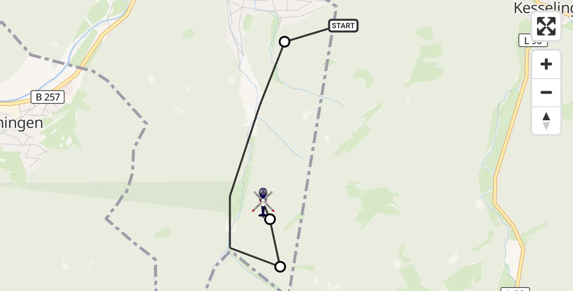 Flugroute Polizeihubschrauber Kesseling - Ahrbrück, 22 September 2026, 08:40