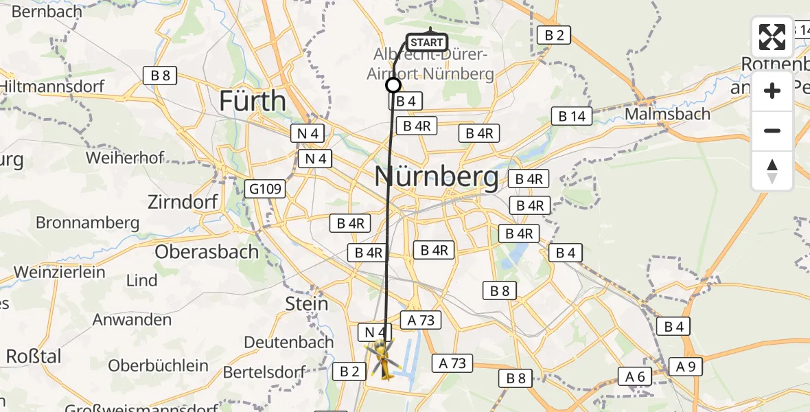 Flugroute Ambulanzhubschrauber Flughafen Nuremberg - Nürnberg, 22 September 2026, 09:03
