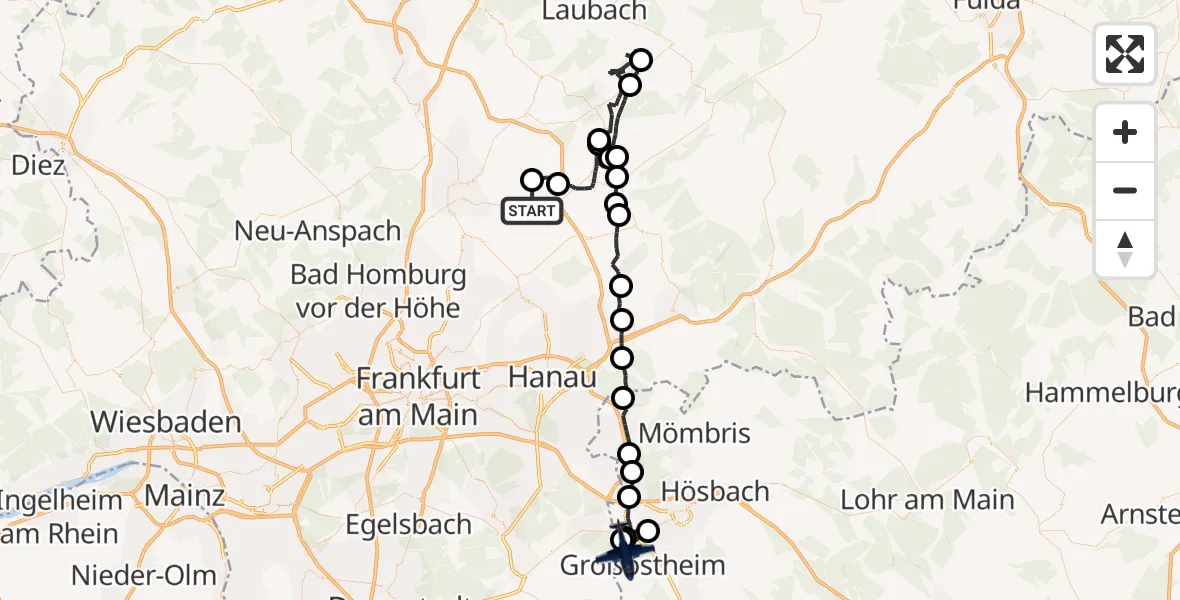 Flugroute Polizeiflugzeug Florstadt - Großostheim, 22 September 2026, 09:17