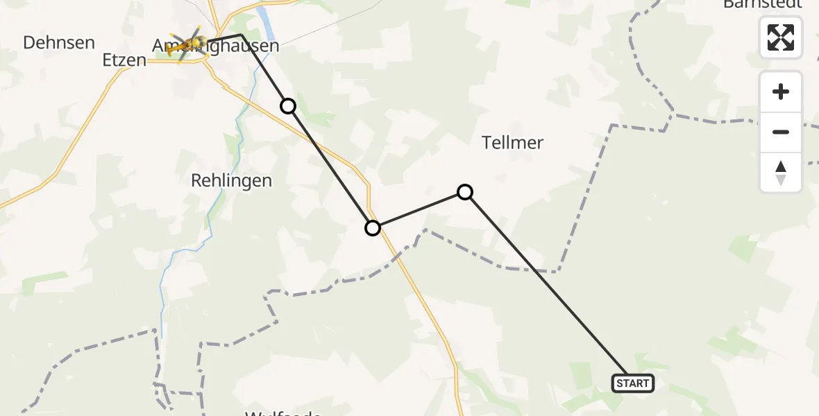 Flugroute Rettungshubschrauber Hanstedt - Amelinghausen, 22 September 2026, 09:36