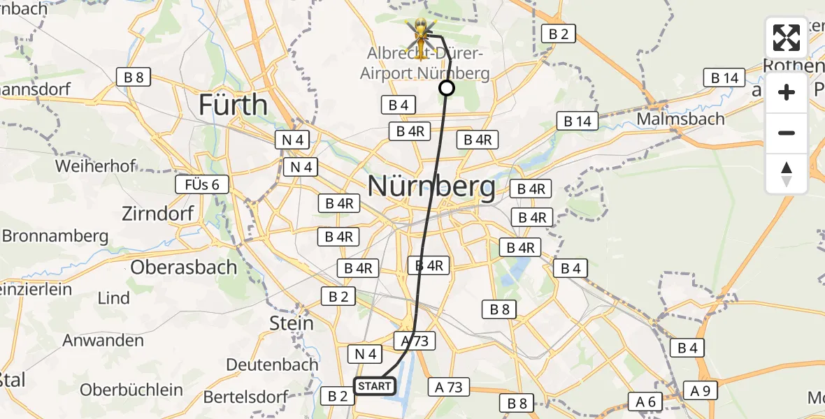 Flugroute Ambulanzhubschrauber Nürnberg - Flughafen Nuremberg, 22 September 2026, 09:52