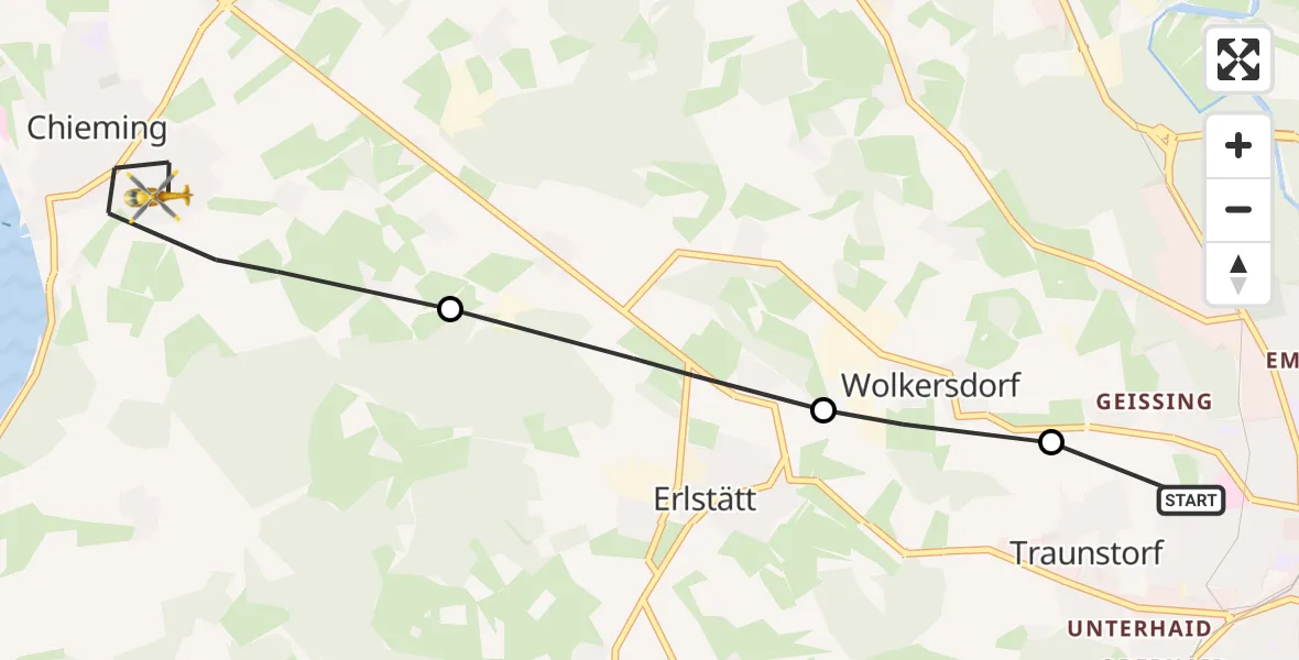 Flugroute Rettungshubschrauber Traunstein Hospital - Chieming, 22 September 2026, 09:55