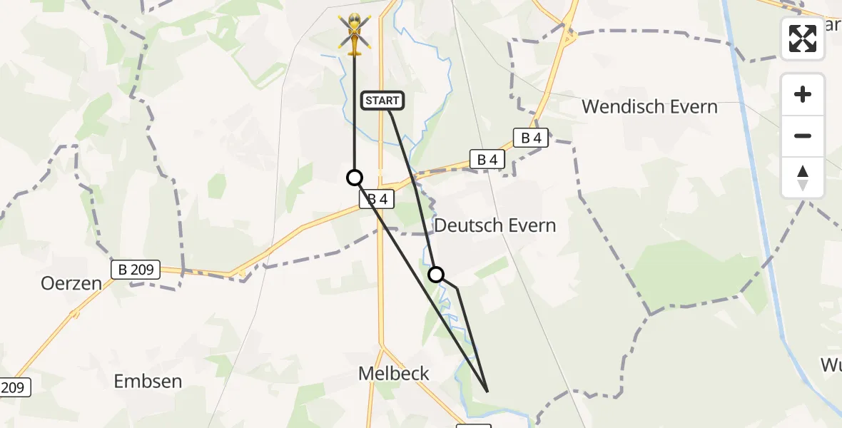 Flugroute Rettungshubschrauber Lüneburg - Lüneburg, 22 September 2026, 10:38