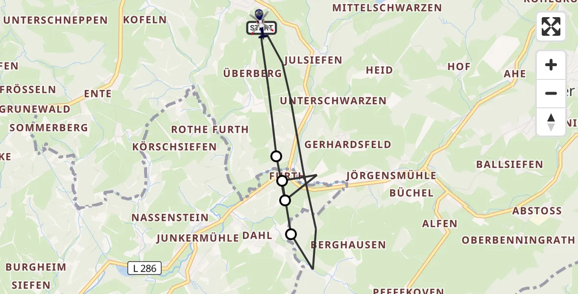 Flugroute Polizeihubschrauber Wipperfürth - Wipperfürth, 22 September 2026, 11:54