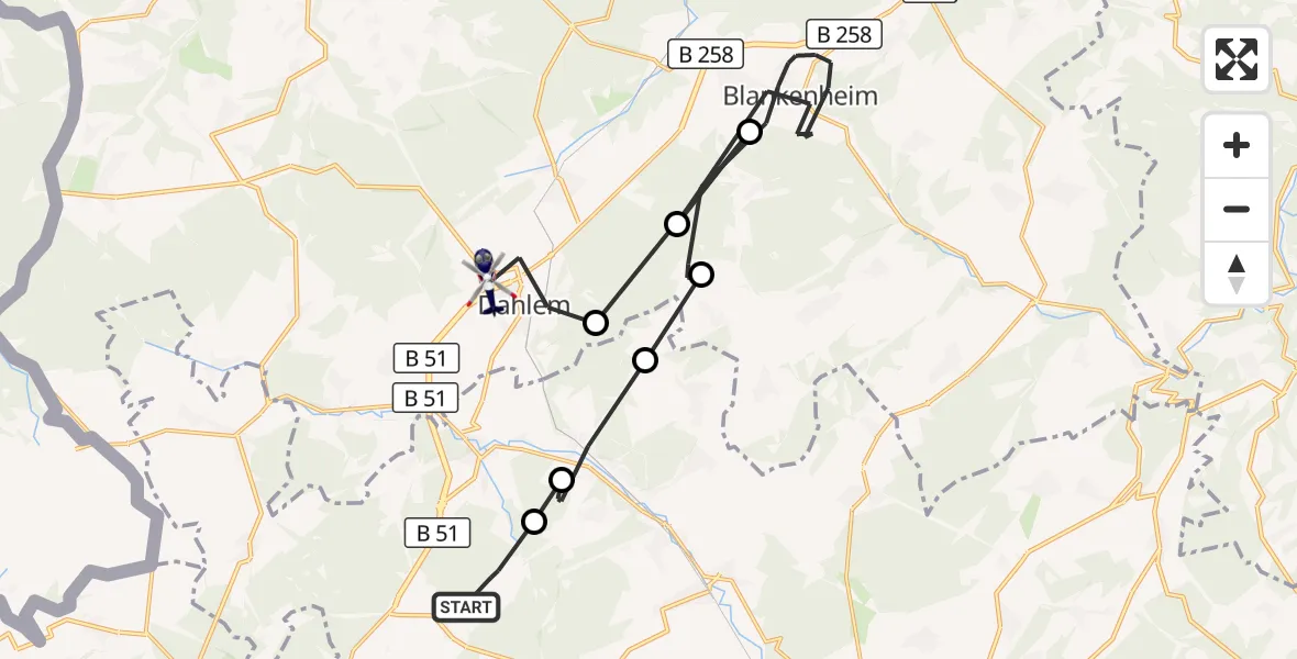 Flugroute Polizeihubschrauber Stadtkyll - Dahlem, 22 September 2026, 12:10