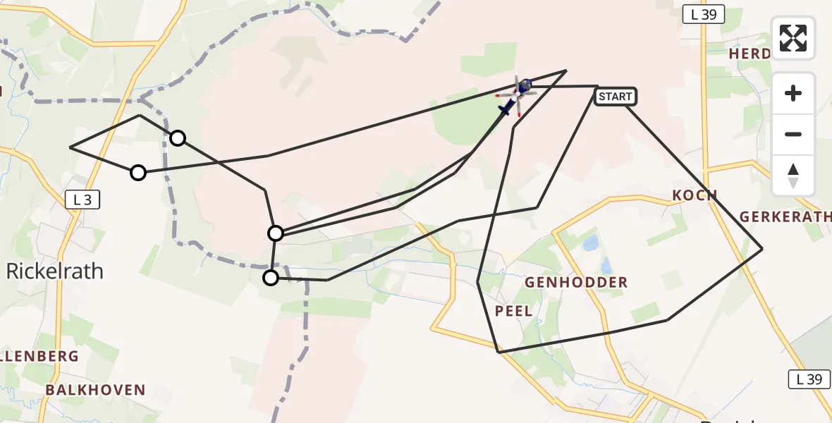 Flugroute Polizeihubschrauber Mönchengladbach - Mönchengladbach, 22 September 2026, 12:55