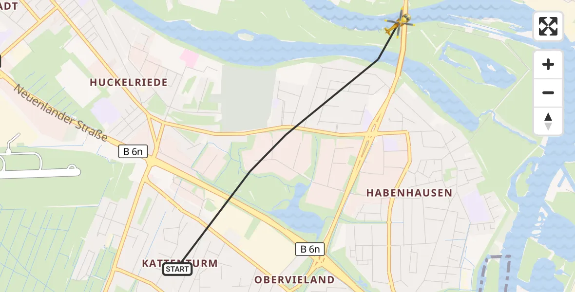 Flugroute Rettungshubschrauber Bremen - Bremen, 22 September 2026, 13:02