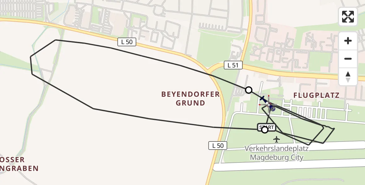 Flugroute Polizeihubschrauber Magdeburg City Flugplatz - Magdeburg City Flugplatz, 22 September 2026, 13:08
