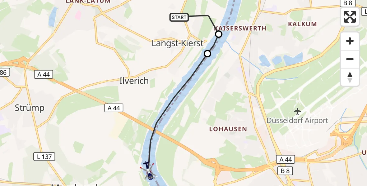 Flugroute Polizeihubschrauber Meerbusch - Meerbusch, 22 September 2026, 13:33