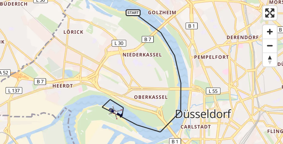 Flugroute Polizeihubschrauber Düsseldorf - Düsseldorf, 22 September 2026, 13:36