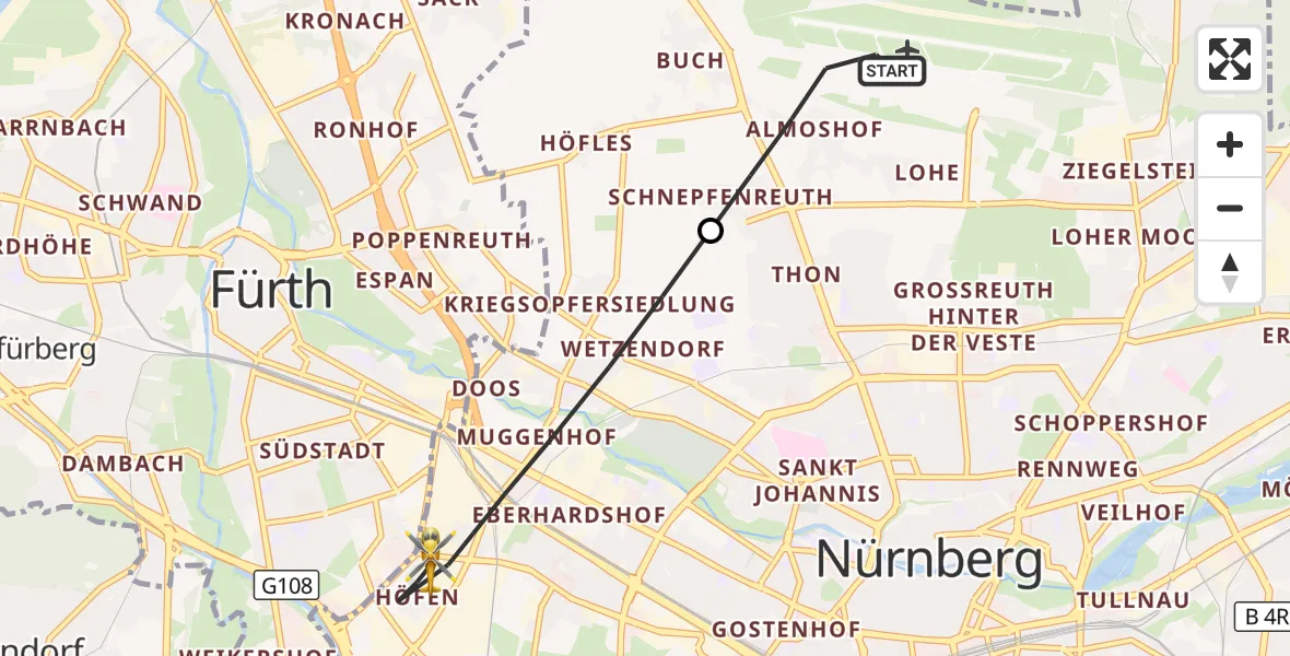 Flugroute Ambulanzhubschrauber Flughafen Nuremberg - Nürnberg, 22 September 2026, 13:39