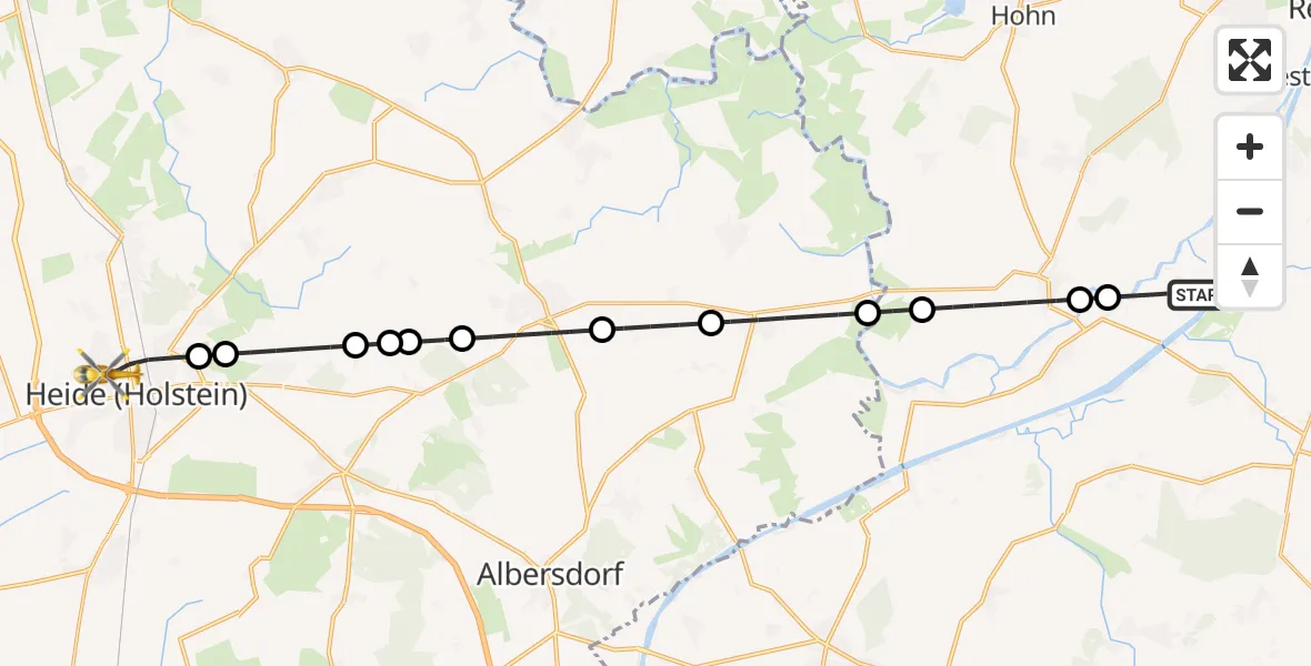 Flugroute Ambulanzhubschrauber Hörsten - Heide, 22 September 2026, 14:15