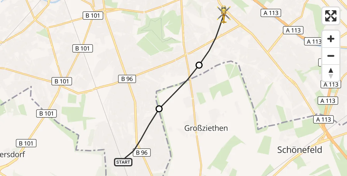 Flugroute Rettungshubschrauber Berlin - Berlin, 22 September 2026, 15:29