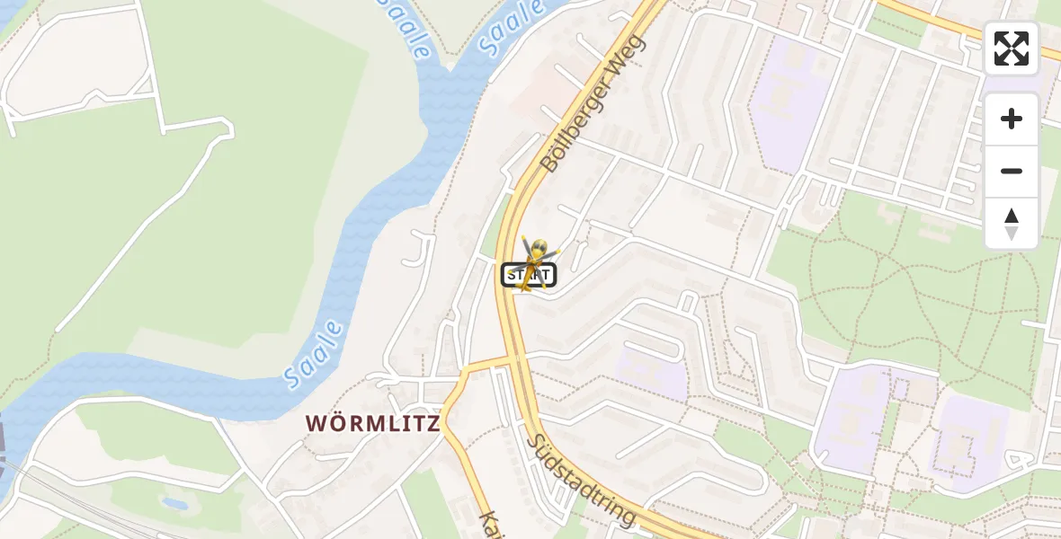 Flugroute Rettungshubschrauber Halle (Saale) - Halle (Saale), 22 September 2026, 15:37