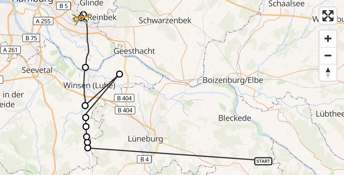 Flugroute Rettungshubschrauber Tosterglope - Christoph Hansa ADAC Hubschrauberlandeplatz, 22 September 2026, 15:44