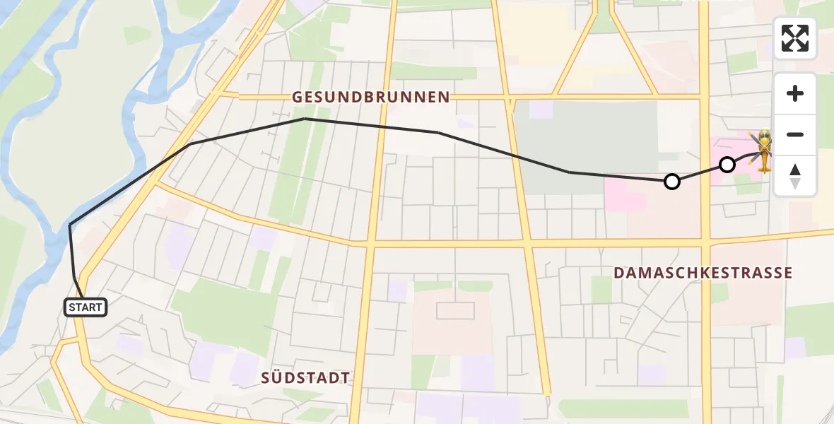 Flugroute Rettungshubschrauber Halle (Saale) - BG Hospital Bergmannstrost Halle, 22 September 2026, 16:05
