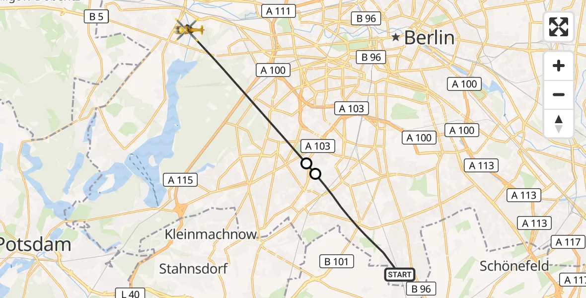 Flugroute Rettungshubschrauber Berlin - Berlin, 22 September 2026, 17:00