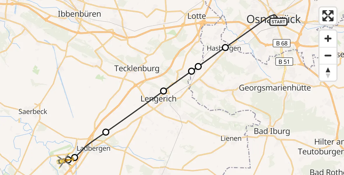 Flugroute Ambulanzhubschrauber Osnabrück - Christoph  Westfalen-ADAC, 22 September 2026, 17:38